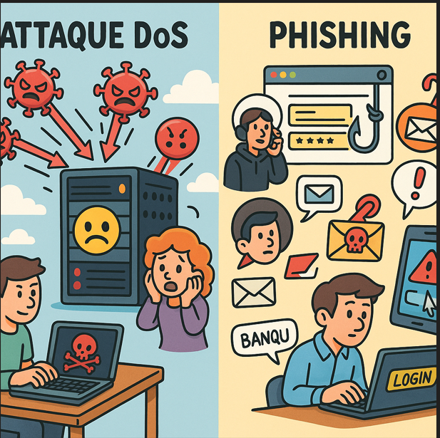 Comparaison des attaques DoS et phishing